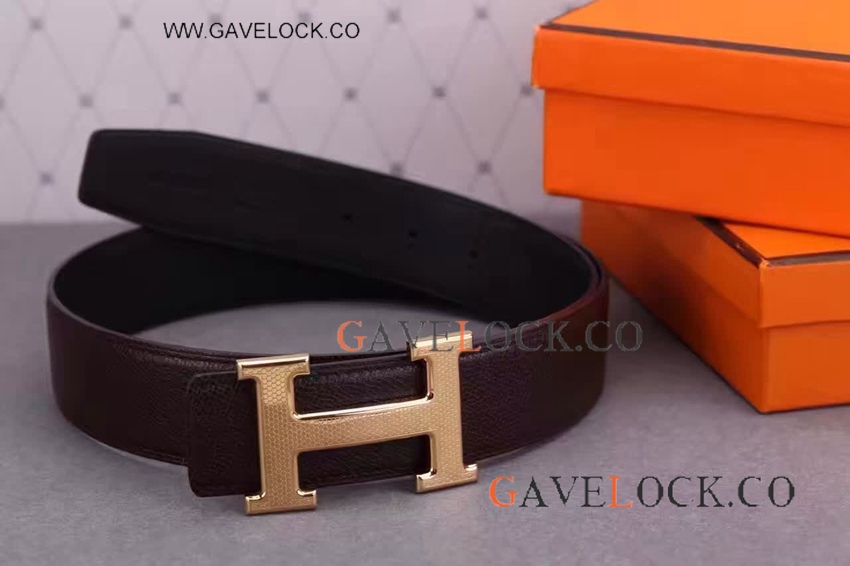 Best Replica Hermes Belt Brown Leather & Gold H Buckle